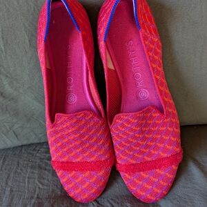 Rothy's Vibrant Pink and Blue Checkered Flats